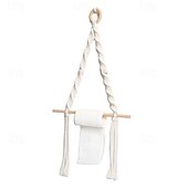 cheap Wall Accents-Towel Holder Eco-friendly Multifunctional Wood Cotton Rope Towel Storage Rack for Home
