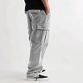 お買い得  スウェットパンツ-男性用 スウェットパンツ コーデュロイパンツ ズボン カーゴスウェットパンツ ポケット ドローストリング 弾性ウエスト 平織り 履き心地よい スポーツ・アウトドア 日常 ファッション カジュアル アーミーグリーン ブラック マイクロエラスティック
