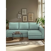 baratos Cobertura de Sofa-Capa de Sofá 100% Algodão com Armazenamento Capas de Sofá-Cama Acolchoadas Cor Sólida