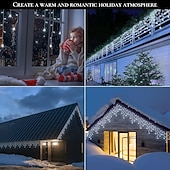 abordables Lumières d&#039;Halloween-Guirlande lumineuse pour rideaux d&#039;Halloween, 36 guirlandes lumineuses suspendues en forme de glaçons, 5 m, 216 LED, 8 modes d&#039;éclairage, pour Noël, mariage, fête, vacances, fenêtre, maison, mur,