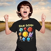 100% Cotton Kids Boys Black Graphic Sun Sky / Galaxy T shirt Tops Crew Neck Short Sleeve Casual Daily Wear Vacation Fashion Sport Print Summer4