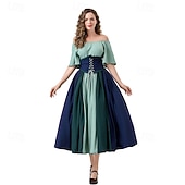 tanie Sukienka-Retro Średniowieczne Sukienka Bal maskowy Cosplay Niejednolita całość Bez kołnierza Strój na bal maskowy Damskie Celtyckie Piracki Fantasy Halloween Codzienne Impreza / Przyjęcie Dla dorosłych