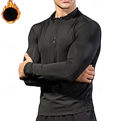 levne Běžecké tričko a tílka-Pánské Koşu Tişörtü Zip Dlouhý rukáv Vršek na zip Ležérní Oblečení na atletiku Podzim Fleece Zahřívací Prodyšné Yumuşak Cvičení v tělocvičně Běh Chůze sportovní oblečení Sportovní oděvy Jednobarevné