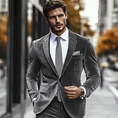 abordables Trajes formales-De los hombres Boda Ropa de fiesta de noche Trajes Gris Moda Diario Color sólido Estándar Juego de 2 piezas Recto 1 botón