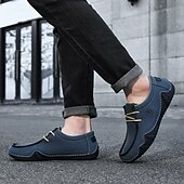 cheap Men&#039;s Slip-ons &amp; Loafers-Men&#039;s Green Casual Faux Leather Loafers with Brown Accents and Hand-Stitched Detailing – Lightweight Slip-On Moccasin Shoes for Outdoor and Everyday Wear