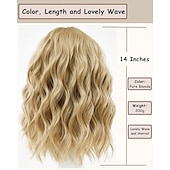 levne Syntetické trendy paruky-blond paruka krátká bob blond paruka s ofinou vlnité kudrnaté bob paruky pro bílé ženy tepelně odolná syntetická barevná cosplay paruka