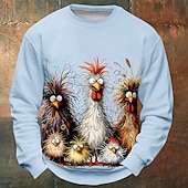 baratos Moletons 3D masculinos-Halloween Homens Galinha camisolas Moletom Manga Longa Moletom Gola Redonda Engraçado impressao 3D Festa dia das Bruxas Feriado Crewneck Inverno Primavera &amp; Outono