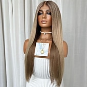 baratos Perucas de seda frontais de cabelo natural-Cabelo humano remy 13x4 Lace Front Peruca Parte do meio Cabelo Brasileiro Liso Multi Cores Peruca 130% 150% Densidade do Cabelo Cabelo Ombre Cabelo com Luzes / Reflexos Para Feminino Longo Perucas de
