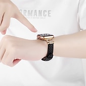 billiga Apple Watch-band-Läderband Kompatibel med Apple Watch klockband 38mm 40mm 41mm 42mm 44mm 45mm 49mm Elastisk Bling Diamond Fjärilsspänne Äkta Läder Strass Ersättningsurband för iwatch Ultra 2 Series 9 8 7 SE 6 5 4 3 2
