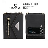 お買い得  サムスン用ケース-電話 ケース 用途 Zフリップ6 Z Flip 5 Z Flip 4 Z Flip 3 バックカバー スタンド付き ジッパ－ ストラップ付き レトロ風 TPU PUレザー
