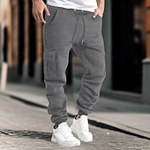 baratos Calças Desportivas-Homens Calças Cargo Calças Calça de moletom cargo Cintura elástica Bolso multi Punho com Elástico Tecido Vestível Ao ar livre Diário Acampar e Caminhar Moda Clássico Preto Amarelo