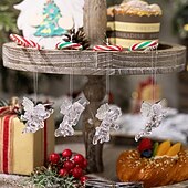 cheap Ornaments-4PCS Christmas Angel Ornaments, Transparent Acrylic Angels with Silver Wings, Xmas Tree Hanging Decoration for Holiday Decor