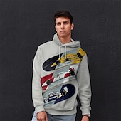 baratos Padrão 3D-Homens Gráfico Carro Moletom Moletons Férias Diário Manga Longa Com Capuz Férias Esportes Para Noite Cinzento Estampado Inverno Primavera &amp; Outono Designer