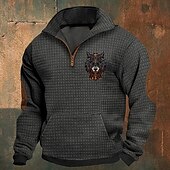 preiswerte Einfache Sweatshirts-Herren Sweatshirt Pullover Sweatshirt mit Viertelreißverschluss Schwarz Grau Troyer Halber Reißverschluss Glatt Sport &amp; Natur Täglich Festtage Strassenmode Cool Retro Winter Frühling &amp; Herbst