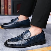 economico Semi-formale-mocassini da uomo in pelle stampata coccodrillo di lusso con dettaglio nappa - eleganti scarpe slip-on per abbigliamento formale e da lavoro