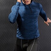 levne Běžecké tričko a tílka-Pánské Koşu Tişörtü Zip Dlouhý rukáv Vršek na zip Ležérní Oblečení na atletiku Podzim Fleece Zahřívací Prodyšné Yumuşak Cvičení v tělocvičně Běh Chůze sportovní oblečení Sportovní oděvy Jednobarevné