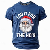 cheap Funny Christmas Outfit-Christmas Men&#039;s Funny Christmas 3D T-shirts Santa Claus Fashion Athleisure 3D Print Tee Party Street Light Blue Black Light Green Short Sleeve Crew Neck Summer Spring Clothing Apparel S M L XL