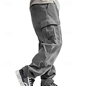 cheap Cargo Pants-Men's Cargo Pants Corduroy Pants Trousers Straight Leg Sweatpants Elastic Waist Drawstring Multi Pocket Plain Wearable Outdoor Daily Camping &amp; Hiking Fashion Classic Black Army Green