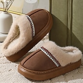 economico Pantofole da casa-pantofole pelose con suola spessa autunno&amp;amp;pantofole invernali in cotone per esterni con interno in caldo peluche spesso e confortevole per la casa