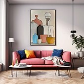 preiswerte Stillleben-Gemälde-3D-Ölgemälde, handgefertigt, beige, Wabi-Sabi-Ölgemälde, handgemalte Wandkunst, schwarz-beige, mit Pattle Knife gemaltes großes, schwarz-oranges Ölgemälde, Wandkunst, beige, strukturiertes Gemälde für