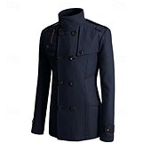 billiga Trenchcoat för män-Herr Peacoat Trenchcoat Dagligen Semester Höst vinter Polyester Håller värmen Ytterkläder Kläder Mode Klassisk Slät Ficka Hög krage Dubbelknäppt