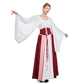 levne Šaty-Retro Středověké Renesanční Šaty Šaty inspirované Regency Ren Faire Elf Viking Elfí Dámské Keltské Pirát Fantazie předvečer Všech svatých Karneval Plesová maškaráda Párty LARP Ren Faire Dospělé Šaty