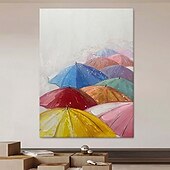 preiswerte Stillleben-Gemälde-handgemachtes buntes Regenschirm-Ölgemälde, großes handgemaltes Regenschirm-Ölgemälde, Wand, modernes abstraktes Landschaftsgemälde, Leinwand, Regenschirm-Gemälde, Heimdekoration, Dekor, Landschaftsgemälde