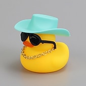 cheap Statues-Yellow Duck Dashboard Ornament - Car Styling Accessories with Cowboy Hat, Sunglasses, and Necklace - Unique Auto Internal Decoration