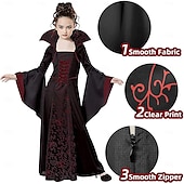 levne Zlé čarodějnice-Retro Středověké Plesové Šaty Halloweenské kostýmy Čerodějnice Maškarní kostým Dívčí Valpuržina noc Plesová maškaráda Párty Dětské Šaty