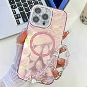cheap iPhone Cases-Phone Case For iPhone 16 Pro Max Plus iPhone 16 Pro Max iPhone 15 iPhone 15 Pro Max iPhone 14 Pro Max iPhone 13 Pro Max Back Cover Magnetic Support Wireless Charging with Wrist Strap Retro Plating