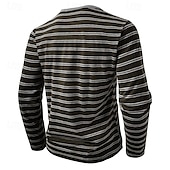 economico Maglietta casual Henley-Per uomo Maglietta con bottoni Maglietta Maglia Henley Camicia a Maniche Lunghe Manica Lunga Henley Primavera &amp; Autunno A righe Moda Designer Essenziale Bottoni Vacanza Streetwear Uscire Nero Bianco