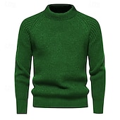 preiswerte Herrenpullover-Herren Pullover Gerippt Stricken Normale Oberteile Strick Schmaler Schnitt Glatt Rundhalsausschnitt Moderne zeitgenössische Arbeit Freizeitskleidung Bekleidung Winter Schwarz Blau M L XL