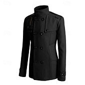 billiga Trenchcoat för män-Herr Peacoat Trenchcoat Dagligen Semester Höst vinter Polyester Håller värmen Ytterkläder Kläder Mode Klassisk Slät Ficka Hög krage Dubbelknäppt