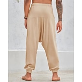 preiswerte Heim-Herren Baumwollhosen Hose Hosen Sommerhosen Strandhose Haremshose Tasche Kordelzug Elastische Taille Glatt Komfort Atmungsaktiv Täglich Festtage Urlaub Hawaiianisch Boho Armeegrün Weiß