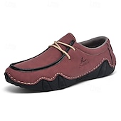 cheap Men&#039;s Slip-ons &amp; Loafers-Men&#039;s Green Casual Faux Leather Loafers with Brown Accents and Hand-Stitched Detailing – Lightweight Slip-On Moccasin Shoes for Outdoor and Everyday Wear