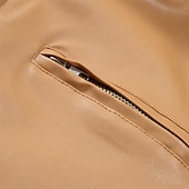 preiswerte Kunstlederjacke-Herren Kunstlederjacke Hemdjacke übergangsjacke Bikerjacke Urlaub Täglich Winddicht Warm Tasche Herbst Winter Einfach Mode Klassisch Stehkragen Regulär Kunstleder Schwarz Khaki Jacken