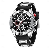 voordelige Quartz-horloges-crrju herenhorloges topmerk luxe quartz siliconen band sport waterdichte klok met lichtgevend quartzhorloge