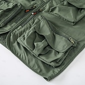 お買い得  メンズグラフィックジャケット＆コート-男性用 ベスト チョッキ ジレ フィッシングベスト ハイキング ベスト スポーツ・アウトドア フィッシング 写真撮影 キャンピング＆ハイキング カジュアル 秋 冬 メッシュ サイドポケット 速乾性 二重構造 ポリエステル ミリタリー 実践的 取り外し可能 グラフィック イーグル ノーカラー レギュラー カーキ色 アーミーグリーン ベスト