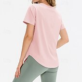 tanie Koszulki biegowe i topy-Damskie Běžecké tričko Krótki rękaw Tee Tshirt Codzienny Athleisure Solidne kolory Szybkie wysychanie Miękka Oddychający Trening w siłowni Chodzenie Jogging Odzież sportowa Odzież sportowa Morelowy