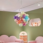 abordables Suspension-Suspension LED blanc chaud 3/5/8 lumières design moderne Spoutnik G9 globe en verre coloré abat-jour en verre lustre câble réglable plafonnier pour îlot de cuisine chambre à coucher boules à bulles