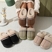 economico Pantofole da casa-pantofole pelose con suola spessa autunno&amp;amp;pantofole invernali in cotone per esterni con interno in caldo peluche spesso e confortevole per la casa