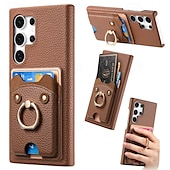 cheap Samsung Cases-Phone Case For Samsung Galaxy S24 S23 S22 S21 Ultra Plus A55 A35 A25 A15 5G A55 5G A14 A34 A54 S20 Plus S20 Ultra A53 A33 A23 A13 A33 Back Cover Ring Holder Card Slot Shockproof Retro PC PU Leather