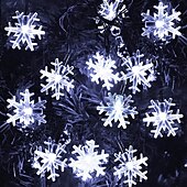 baratos Luzes solares de corda-Luzes de corda de fada à prova d&#039;água de floco de neve de natal com led solar 30/50/100 led 8 modos de iluminação para áreas externas quintal jardim feriado jardim casamento festa de ano novo