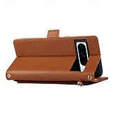 abordables Coques autres téléphones-téléphone Coque Pour Pixel 9 Pro Pixel 9 Pro XL Pixel 8 Pro Pixel 8 Pixel 7 Pixel 7 Pro Pixel 6 Pixel 6 Pro Coque Arriere Avec Support fermeture Éclair avec lanière Rétro TPU faux cuir