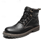 cheap Work Boots-Men&#039;s Brown Leather Work Boots, Durable Lace-Up Ankle Boots with Rugged Sole, Perfect for Outdoor Activities, Construction, and Casual Wear