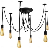 economico Luci a sospensione-lampada a sospensione a led bianco caldo 6/10/14 teste retro edison multi regolabile fai da te luce ragno soffitto moderno chic industriale per soggiorno camera da letto 110-240v