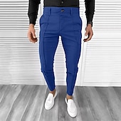 economico Chino-Per uomo pantaloni della tuta Pantaloni affusolati Pantaloni Chino Bottoni Tasche Liscio Comfort Formale Feste Ufficio Di tendenza Classico Nero Bianco Media elasticità