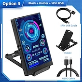 お買い得  パソコン・周辺機器-3.5 インチ IPS タイプ C セカンダリ スクリーン、コンピューター CPU、GPU、RAM、HDD ディスプレイ、320*480 USB LCD モニター、自由に Aida64、Windows 10 11
