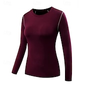 abordables T-shirts et Débardeurs de Course-Femmes T-shirt de compression T-shirt athlétique T-shirt de Gym T-shirt de Fitness manche longue T-shirt Occasionnel Athleisure Automne Couleur Unie Séchage Rapide Doux Respirant Entraînement en