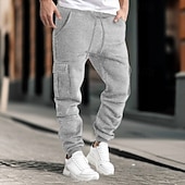 baratos Calças Desportivas-Homens Calças Cargo Calças Calça de moletom cargo Cintura elástica Bolso multi Punho com Elástico Tecido Vestível Ao ar livre Diário Acampar e Caminhar Moda Clássico Preto Amarelo